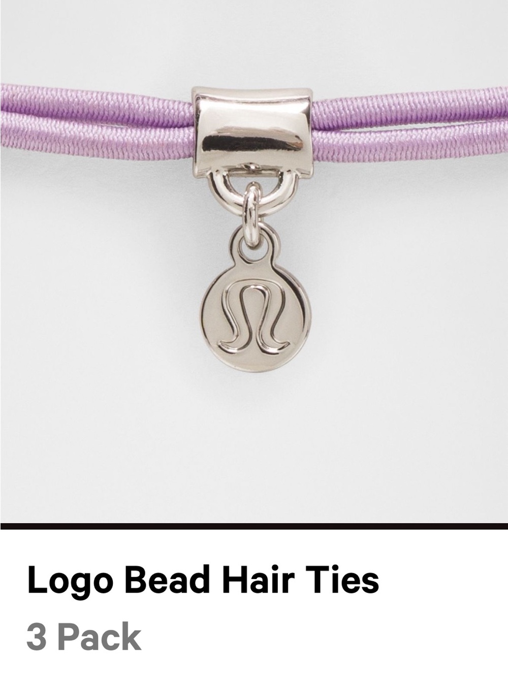 lululemon athletica Logo Charm Hair Ties - Lilac & Light Pink (Set of 3) - Picture 2 of 7